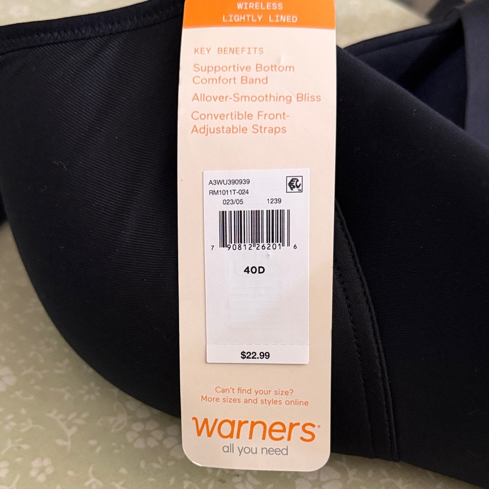 Warner's Simply Perfect Black Women's Bra - Picture 5 of 5